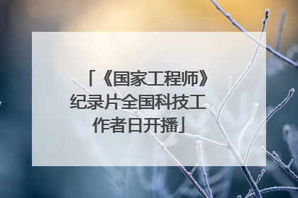 《国家工程师》纪录片全国科技工作者日开播