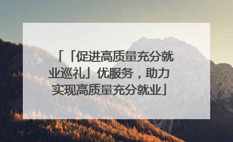 「促进高质量充分就业巡礼」优服务，助力实现高质量充分就业