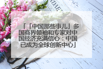「中国那些事儿」多国商界领袖和专家对中国经济充满信心：中国已成为全球创新中心