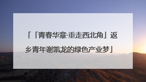 「青春华章·重走西北角」返乡青年谢凯龙的绿色产业梦