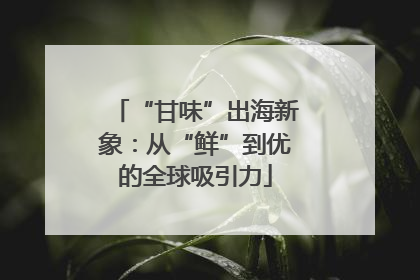 “甘味”出海新象：从“鲜”到优的全球吸引力