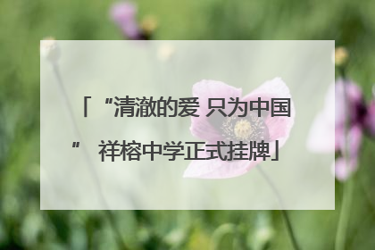 “清澈的爱 只为中国” 祥榕中学正式挂牌