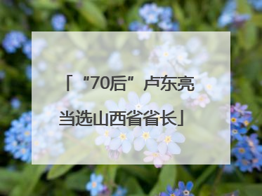“70后”卢东亮当选山西省省长