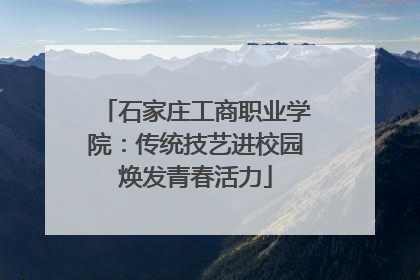 石家庄工商职业学院：传统技艺进校园焕发青春活力