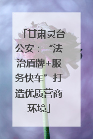 甘肃灵台公安：“法治盾牌+服务快车”打造优质营商环境