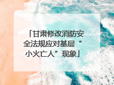 甘肃修改消防安全法规应对基层“小火亡人”现象