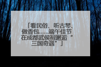 看民俗、听古琴、做香包……端午佳节在成都武侯祠邂逅“三国奇遇”