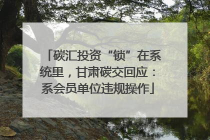 碳汇投资“锁”在系统里，甘肃碳交回应：系会员单位违规操作