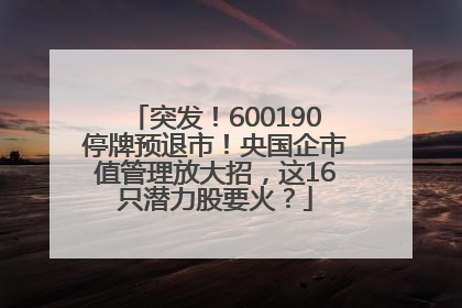 突发！600190停牌预退市！央国企市值管理放大招，这16只潜力股要火？