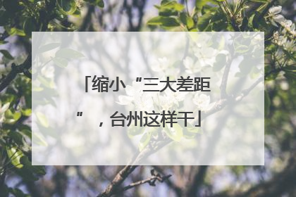 缩小“三大差距”，台州这样干