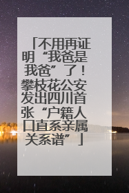 不用再证明“我爸是我爸”了！攀枝花公安发出四川首张“户籍人口直系亲属关系谱”
