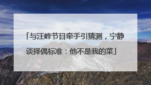 与汪峰节目牵手引猜测，宁静谈择偶标准：他不是我的菜