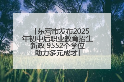 东营市发布2025年初中后职业教育招生新政 9552个学位助力多元成才
