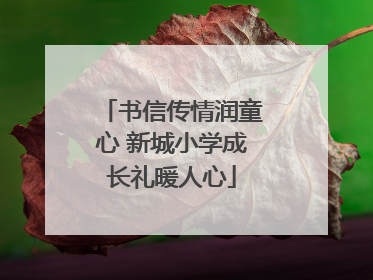书信传情润童心 新城小学成长礼暖人心