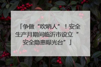 争做“吹哨人”！安全生产月期间临沂市设立“安全隐患曝光台”