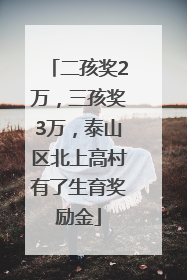 二孩奖2万，三孩奖3万，泰山区北上高村有了生育奖励金
