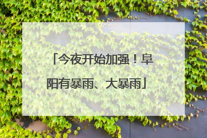 今夜开始加强！阜阳有暴雨、大暴雨