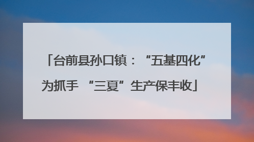 台前县孙口镇：“五基四化”为抓手 “三夏”生产保丰收