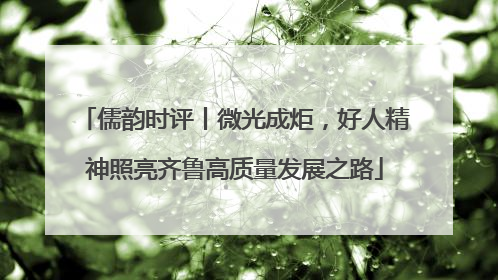 儒韵时评丨微光成炬，好人精神照亮齐鲁高质量发展之路