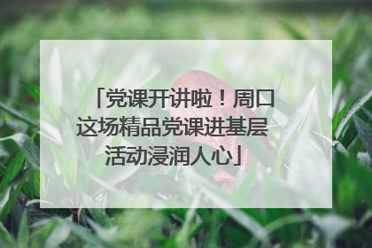 党课开讲啦！周口这场精品党课进基层活动浸润人心