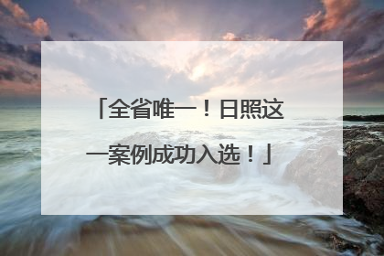全省唯一！日照这一案例成功入选！