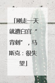 刚走一天就遭白宫“背刺”，马斯克：很失望