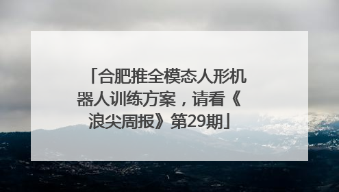合肥推全模态人形机器人训练方案，请看《浪尖周报》第29期