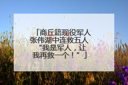商丘籍现役军人张伟湖中连救五人 “我是军人，让我再救一个！”