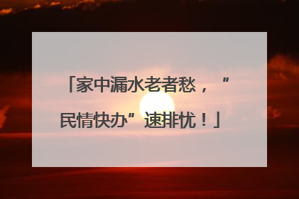 家中漏水老者愁，“民情快办”速排忧！