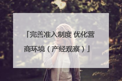 完善准入制度 优化营商环境（产经观察）