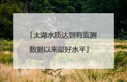 太湖水质达到有监测数据以来最好水平