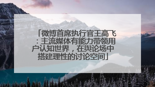 微博首席执行官王高飞：主流媒体有能力带领用户认知世界，在舆论场中搭建理性的讨论空间