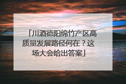 川酒德阳绵竹产区高质量发展路径何在？这场大会给出答案