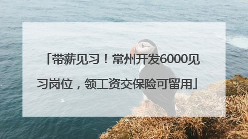 带薪见习！常州开发6000见习岗位，领工资交保险可留用
