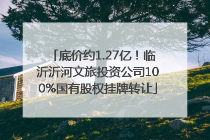底价约1.27亿！临沂沂河文旅投资公司100%国有股权挂牌转让