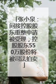 张小泉：间接控股股东重整申请被受理，控股股东550万股份将被司法拍卖