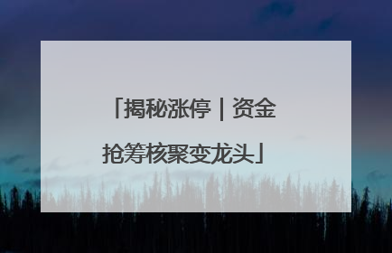 揭秘涨停｜资金抢筹核聚变龙头