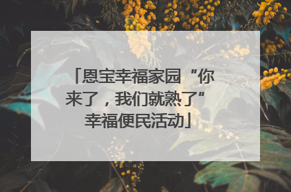 恩宝幸福家园“你来了，我们就熟了” 幸福便民活动