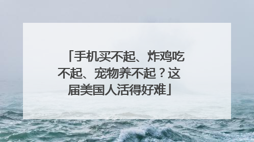 手机买不起、炸鸡吃不起、宠物养不起？这届美国人活得好难