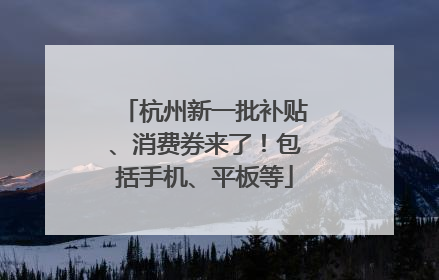 杭州新一批补贴、消费券来了！包括手机、平板等