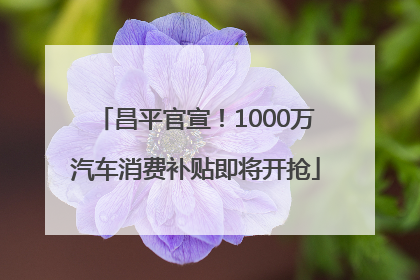 昌平官宣！1000万汽车消费补贴即将开抢