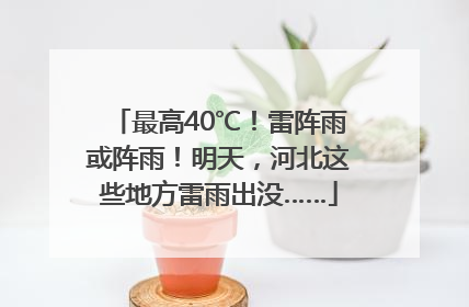 最高40℃！雷阵雨或阵雨！明天，河北这些地方雷雨出没……