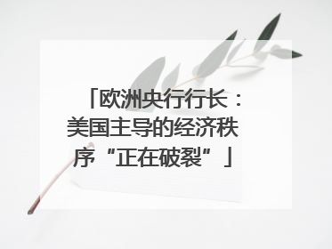 欧洲央行行长：美国主导的经济秩序“正在破裂”
