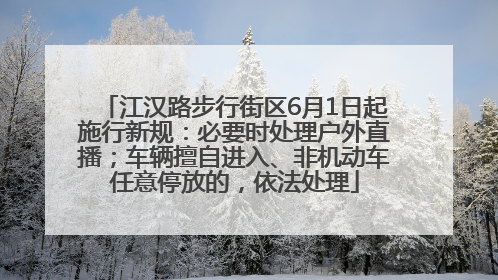江汉路步行街区6月1日起施行新规：必要时处理户外直播；车辆擅自进入、非机动车任意停放的，依法处理