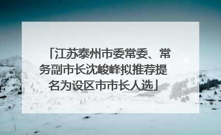江苏泰州市委常委、常务副市长沈峻峰拟推荐提名为设区市市长人选