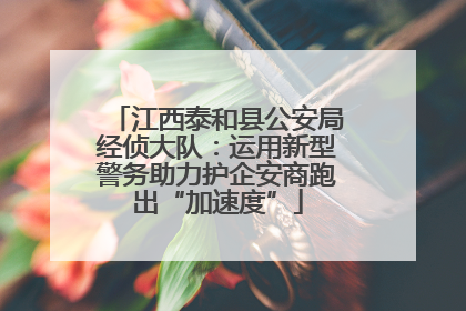 江西泰和县公安局经侦大队：运用新型警务助力护企安商跑出“加速度”