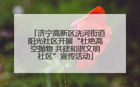 济宁高新区洸河街道阳光社区开展“杜绝高空抛物 共建和谐文明社区”宣传活动