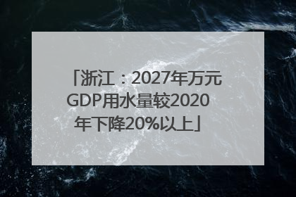 浙江：2027年万元GDP用水量较2020年下降20%以上