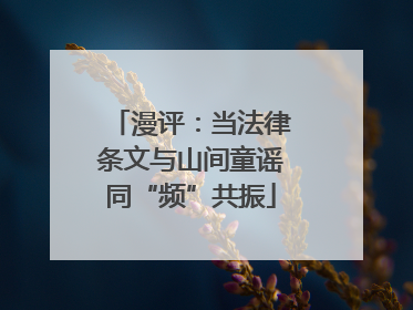 漫评：当法律条文与山间童谣同“频”共振