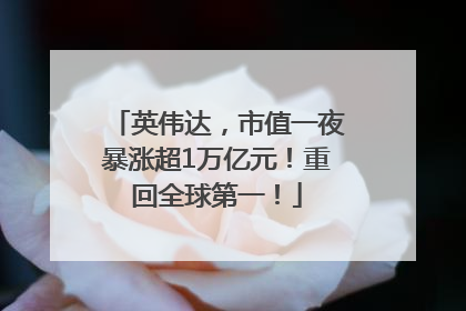 英伟达，市值一夜暴涨超1万亿元！重回全球第一！